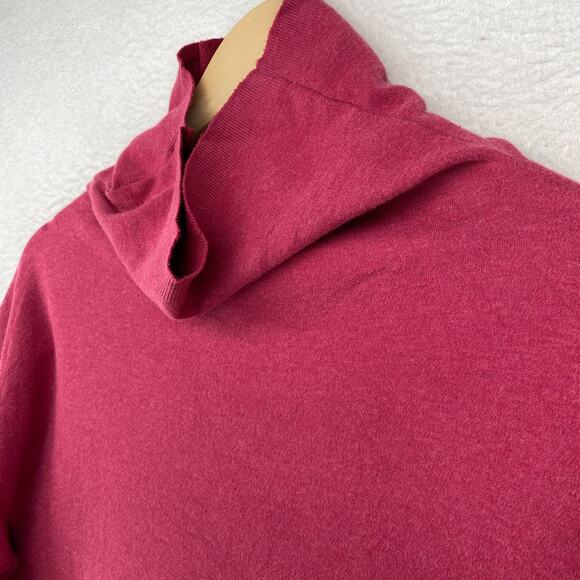 EILEEN FISHER Top S Cotton Jersey Boxy Turtleneck Long Sleeve Basic Pink Red USA - Picture 2 of 11